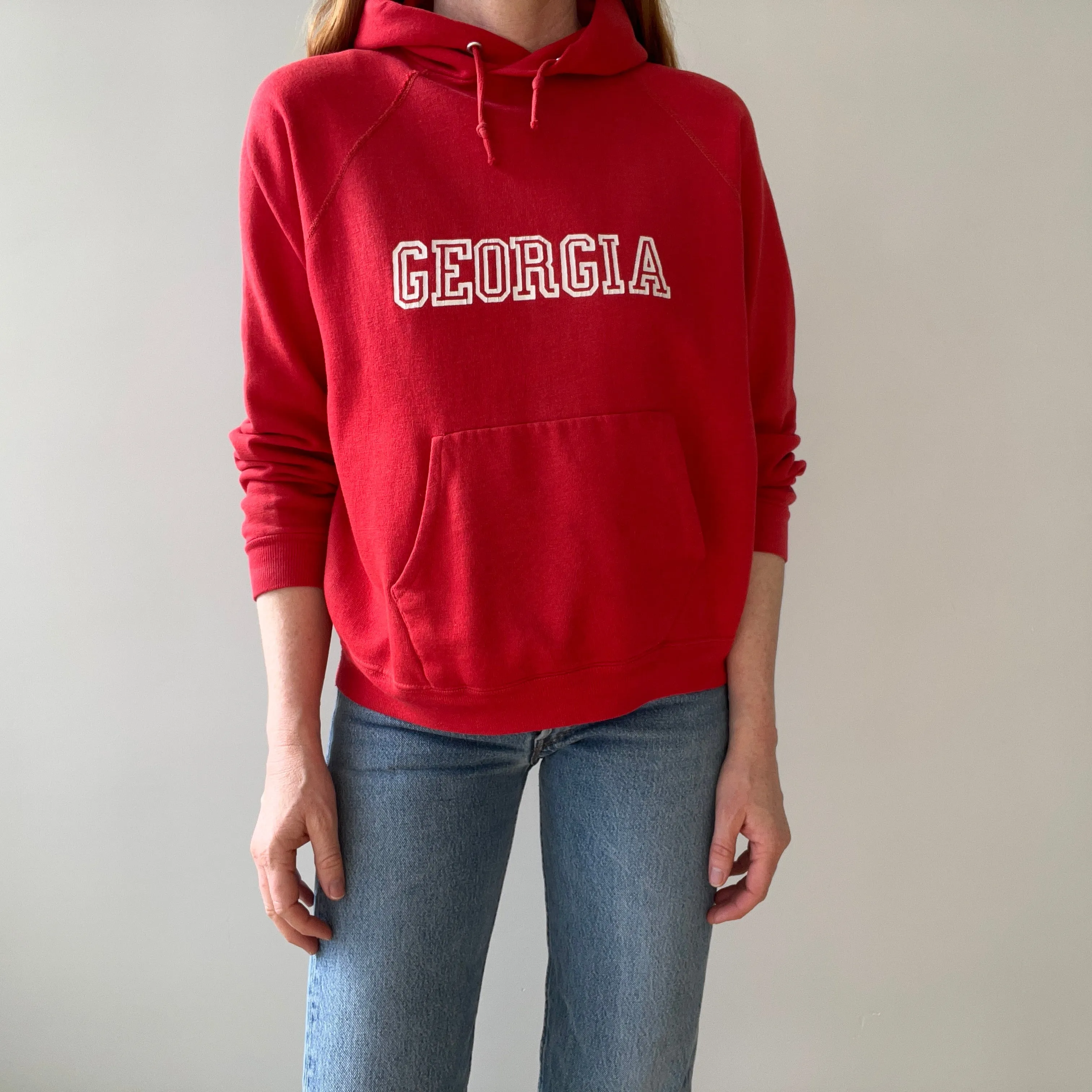 1970/80s Sun Faded, Perfectly Worn and Luxuriously Soft Georgie Hoodie - Go DAWGS
