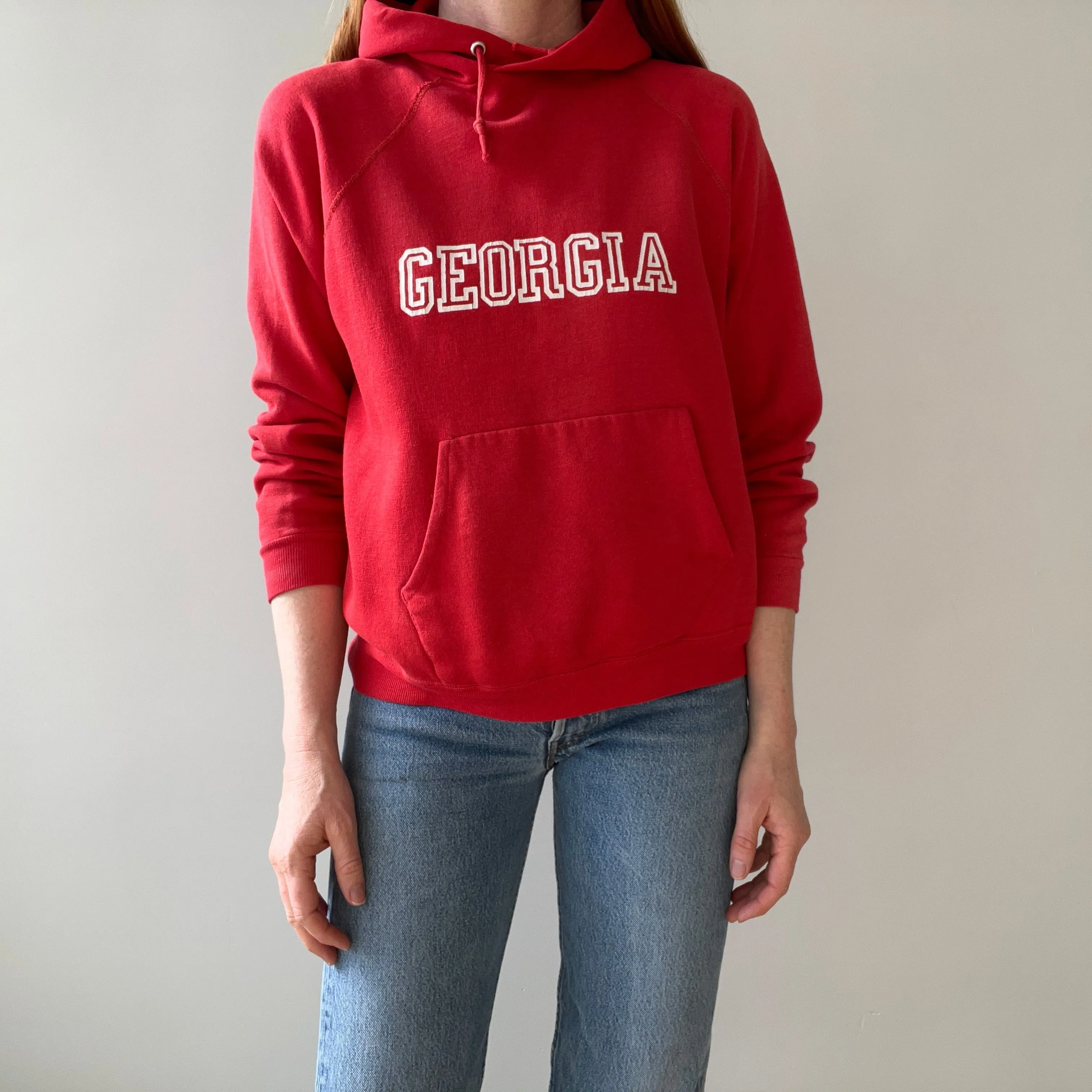 1970/80s Sun Faded, Perfectly Worn and Luxuriously Soft Georgie Hoodie - Go DAWGS