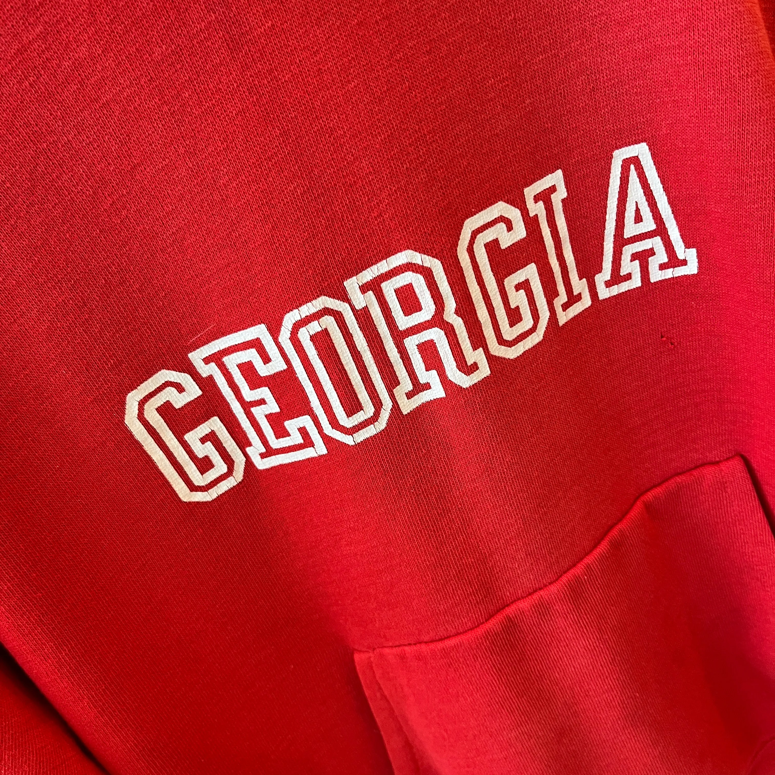 1970/80s Sun Faded, Perfectly Worn and Luxuriously Soft Georgie Hoodie - Go DAWGS