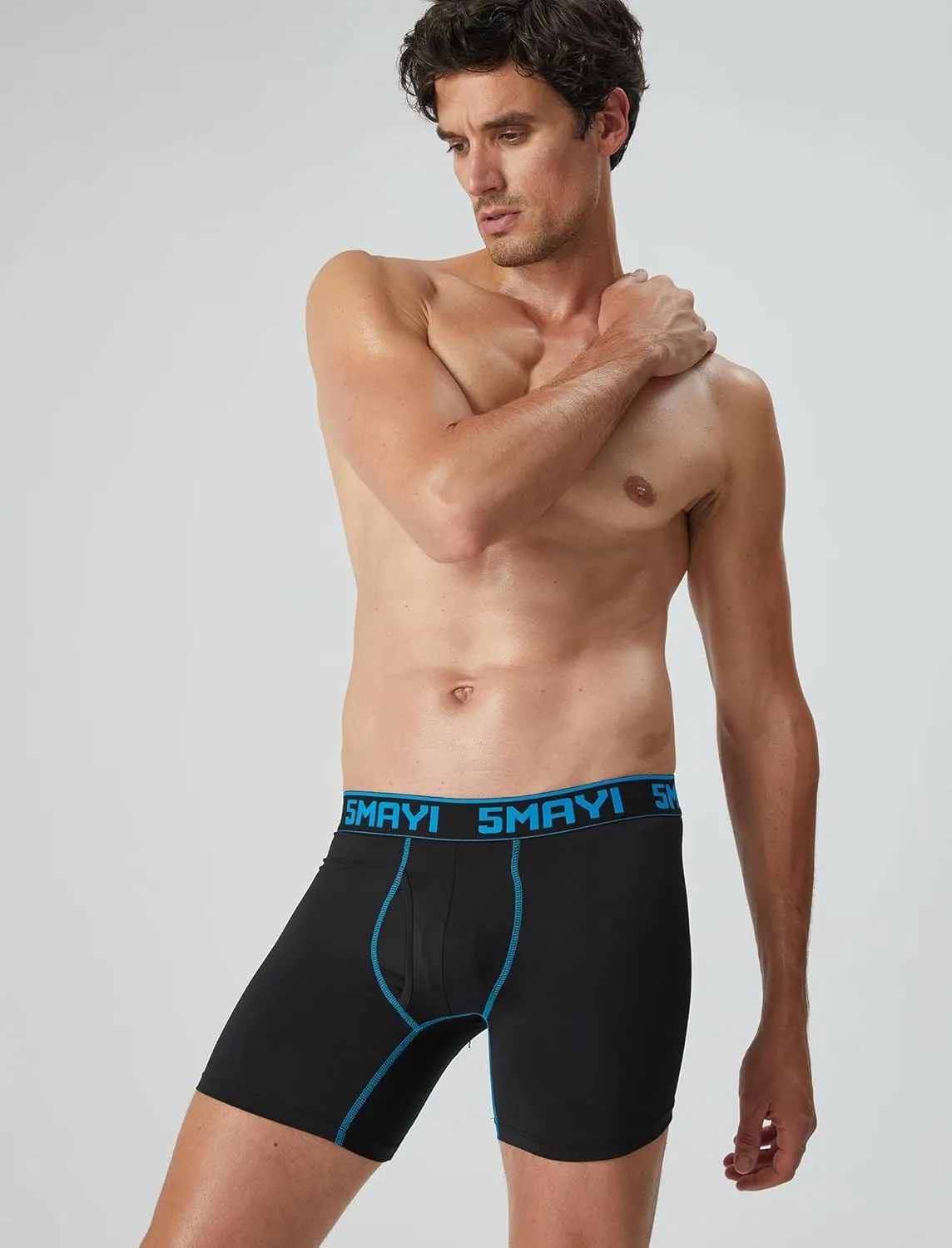 5Mayi Men's Boxer Briefs Fly Front with Pouch Athletic Mens Underwear Performance Boxer Briefs for Men Pack