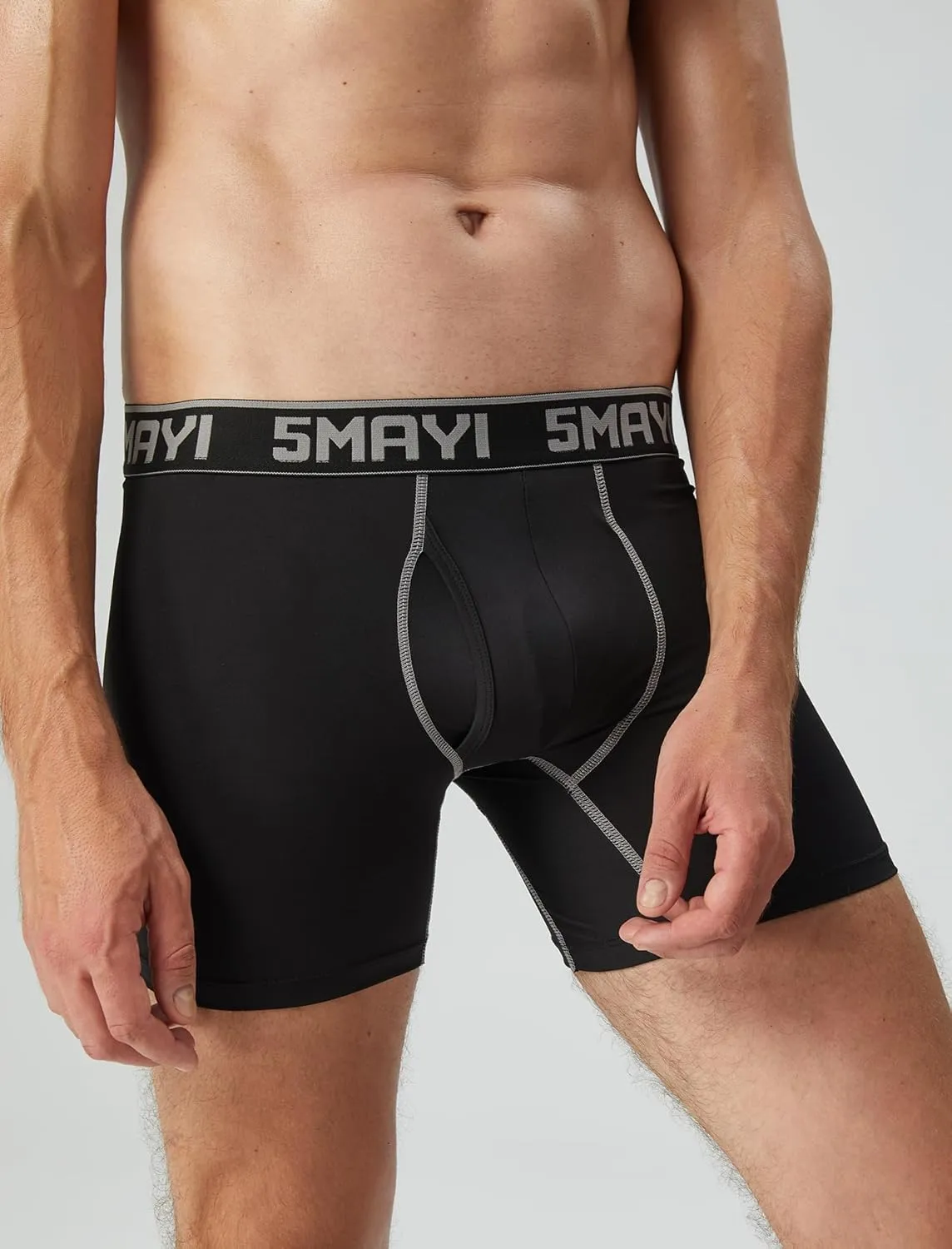 5Mayi Men's Boxer Briefs Fly Front with Pouch Athletic Mens Underwear Performance Boxer Briefs for Men Pack