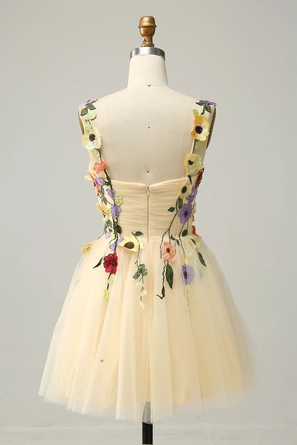 A Line Spaghetti Straps Green Short Homecoming Dress with Appliques