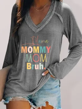 Alice Women's Knitted V-Neck Long-Sleeve Printed T-Shirt