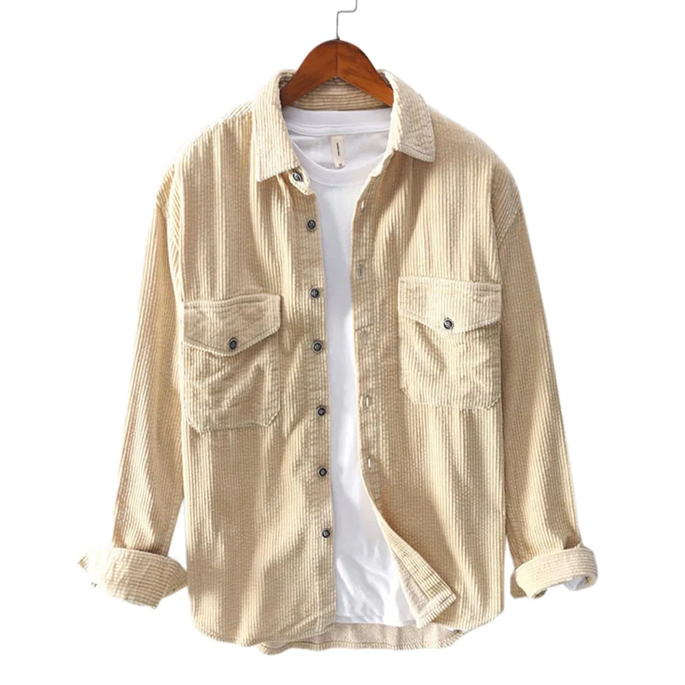 Angelo Ricci™ Fashion Brand Corduroy Loose Shirt