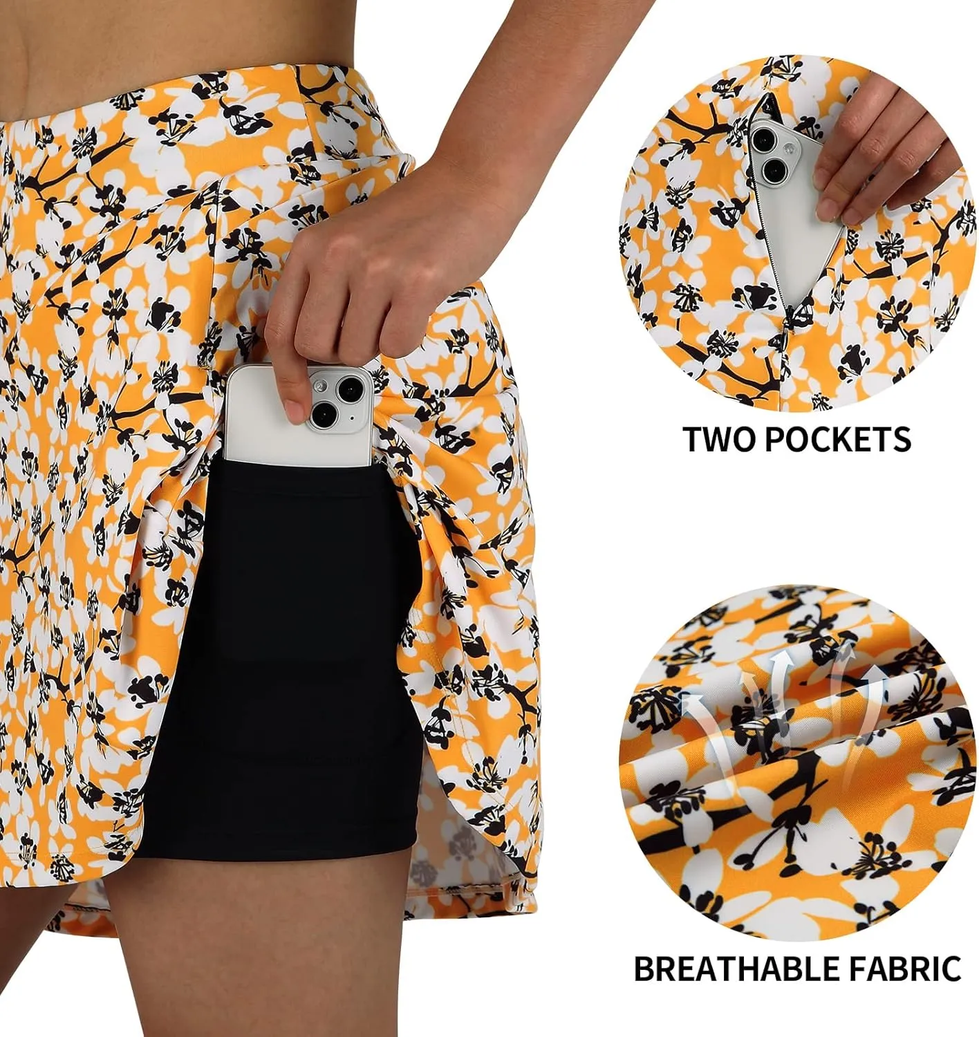 ANIVIVO Women's Skorts Skirts 20" Knee Length,Tennis Golf Pickleball Sports Skirts with High Waisted Zipper Pockets