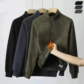 Autumn Winter half zip Stand-collar Fleece Sweatshirt Pullover tops for men