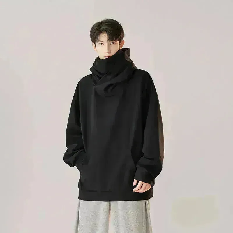 Autumn Winter Oversized Turtleneck Hoodie  Pullover for mens