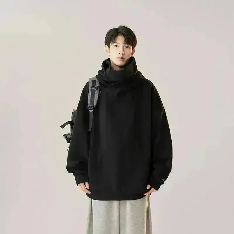 Autumn Winter Oversized Turtleneck Hoodie  Pullover for mens