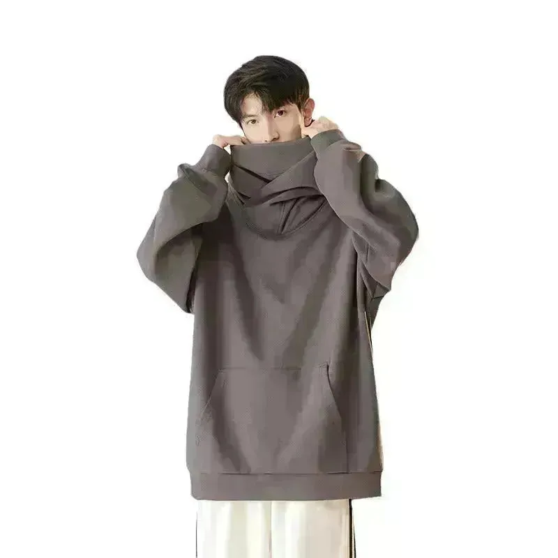 Autumn Winter Oversized Turtleneck Hoodie  Pullover for mens