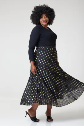 Bardot Maxi Pleated Skirt With Elasticated Waistband-Black