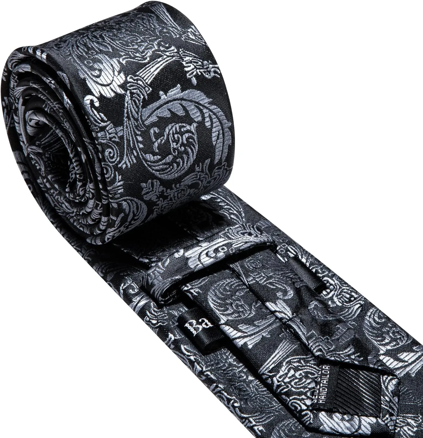 Barry.Wang Paisley Tie Fashion Set Hanky Cufflinks Neckties for Men Woven Silk