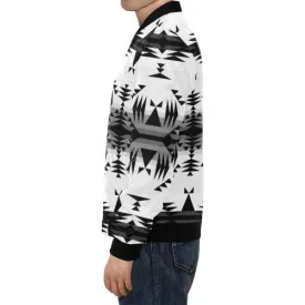 Between the Mountains White and Black Bomber Jacket for Men