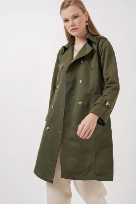 BGD Women Double-Breasted Trench Coat - Khaki - Prato