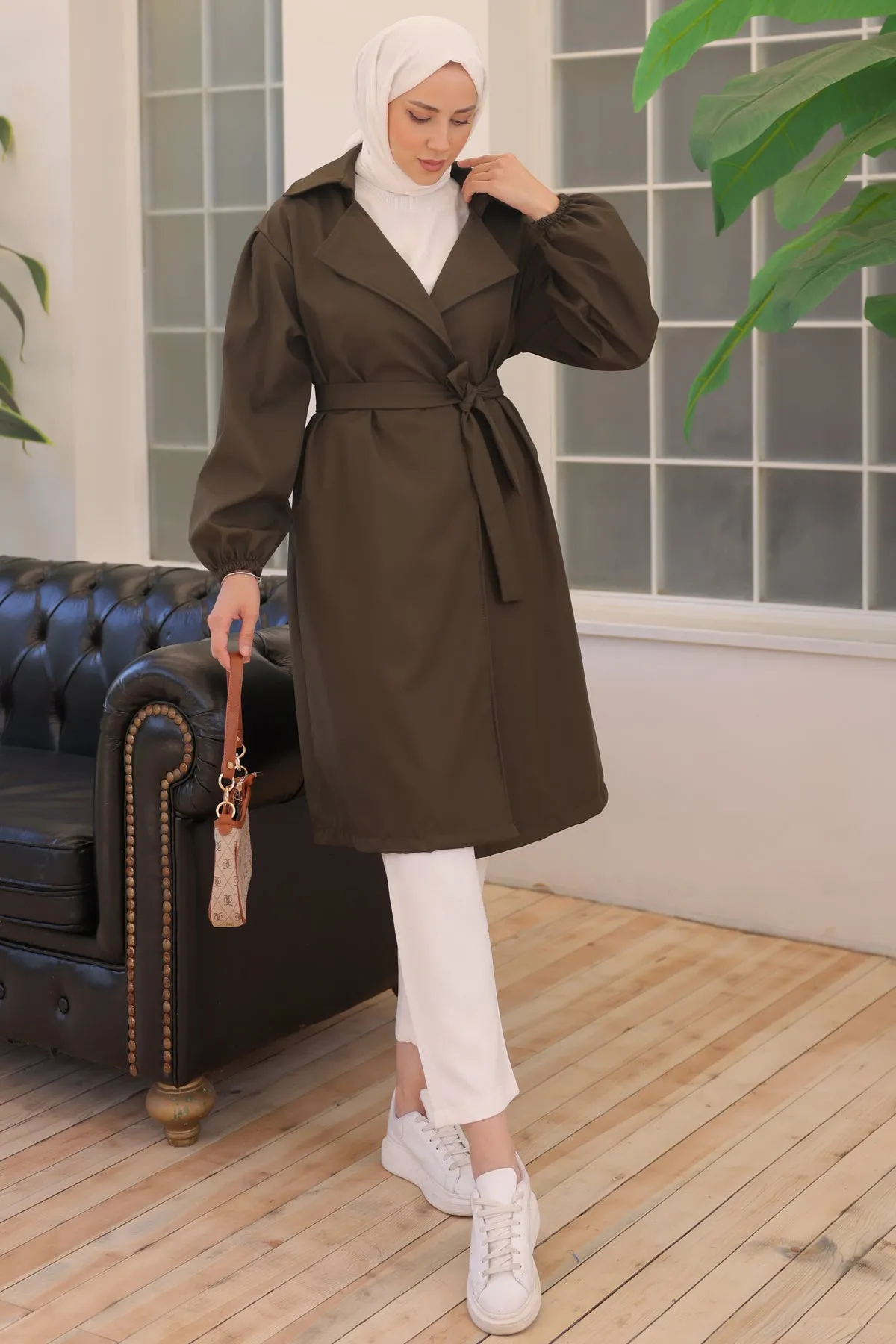 BNG Women Belted Trench Coat Khaki - Clermont