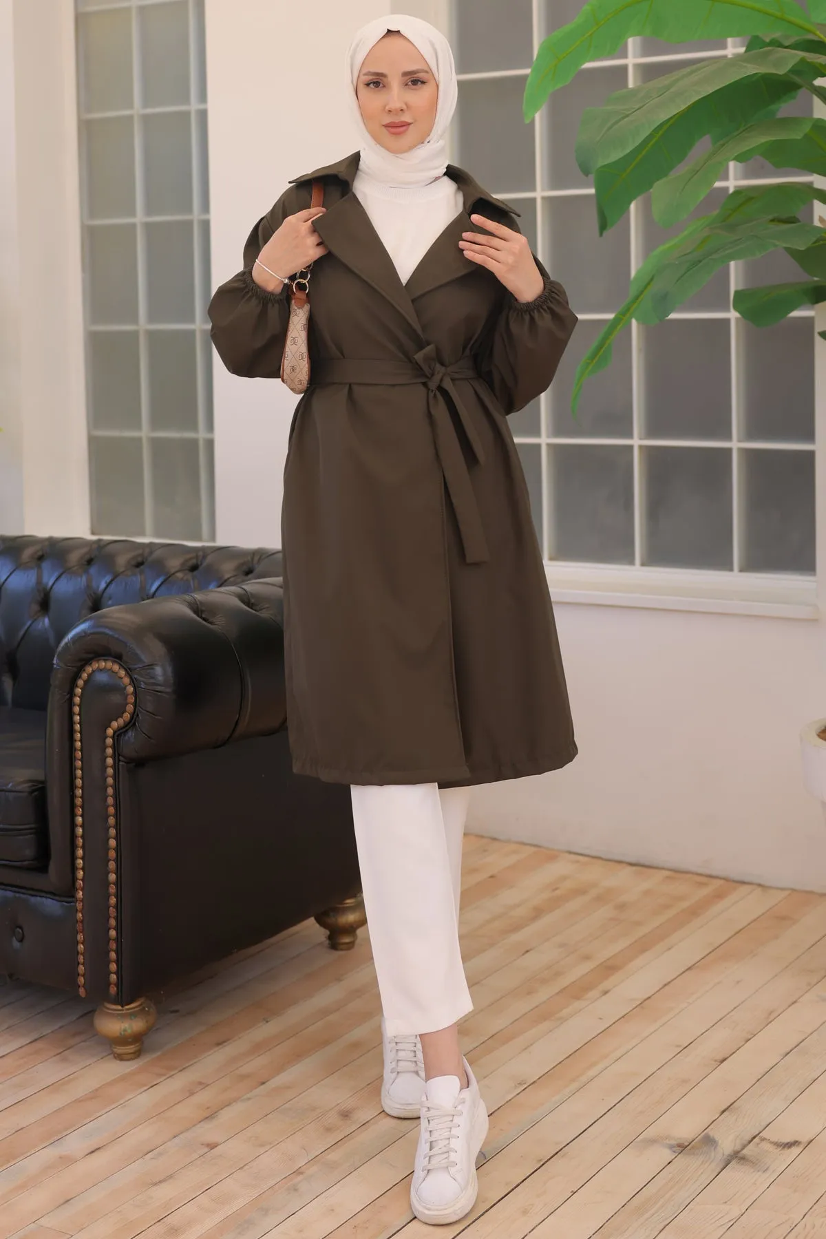 BNG Women Belted Trench Coat Khaki - Clermont