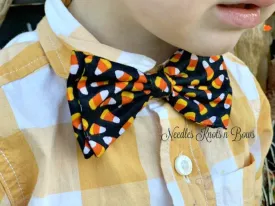 Candy Corn on Black Halloween Bow Tie, Fall, Harvest Bow Tie