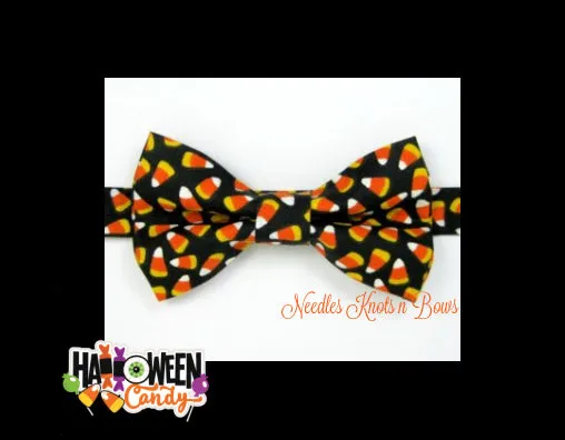 Candy Corn on Black Halloween Bow Tie, Fall, Harvest Bow Tie