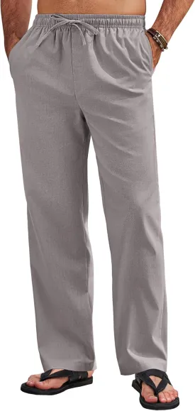 COOFANDY Men's Linen Pants Drawstring Casual Loose Fit Beach Summer Pants Lightweight Linen Trousers Yoga Pants