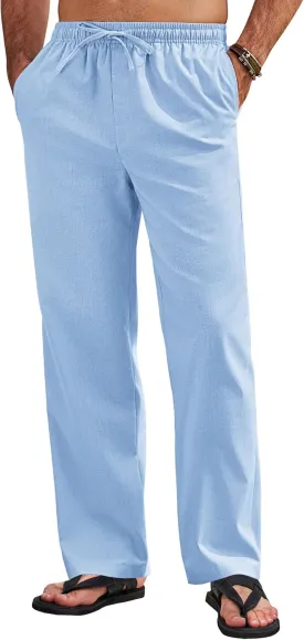 COOFANDY Men's Linen Pants Drawstring Casual Loose Fit Beach Summer Pants Lightweight Linen Trousers Yoga Pants
