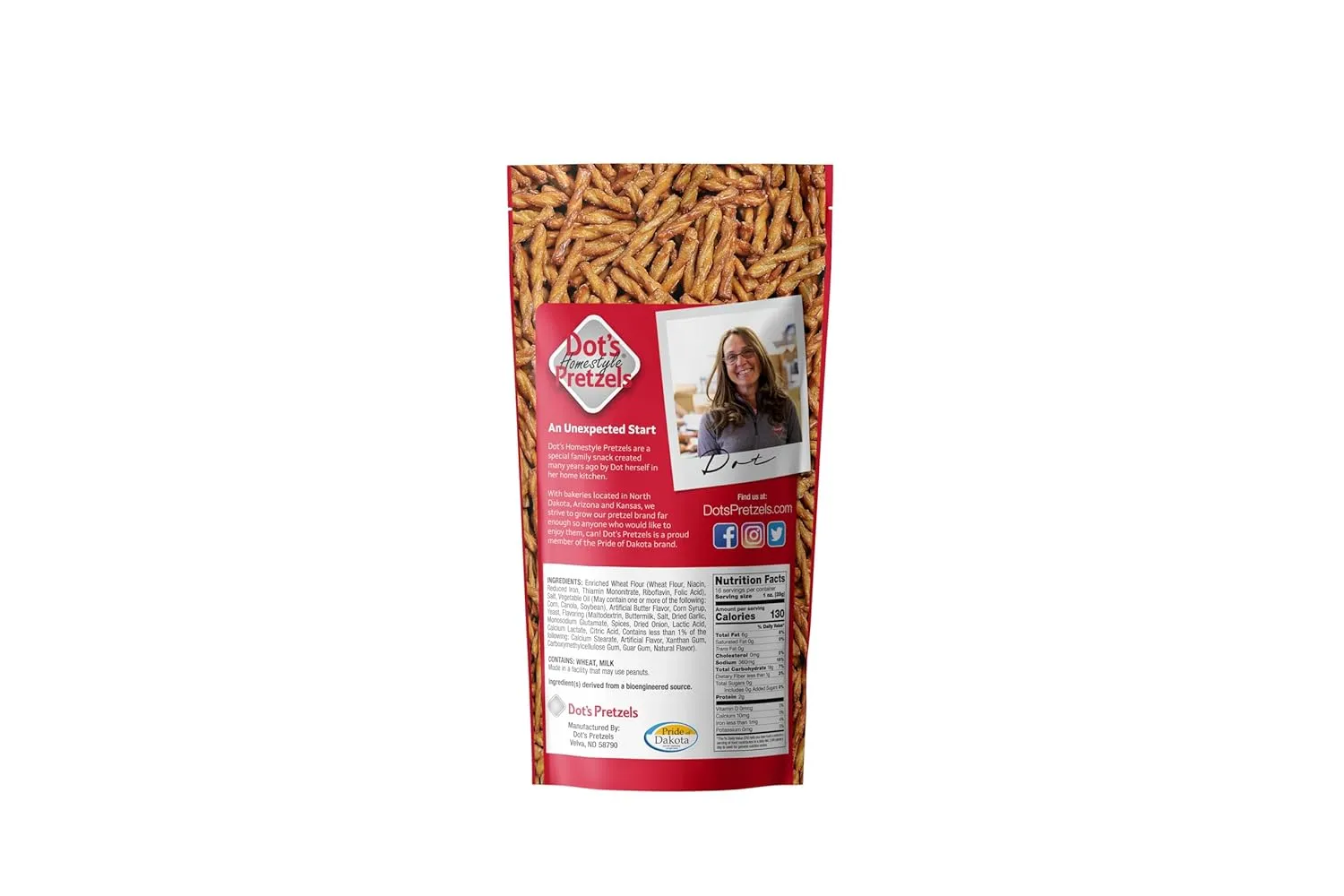 Dot's Pretzels Original Seasoned Pretzel Twist Snack, 16oz Grocery Sized Bag
