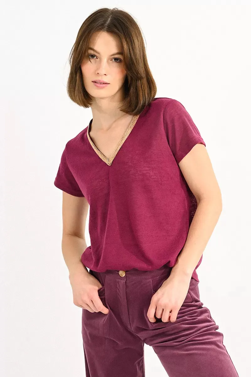 Flamed V Neck T