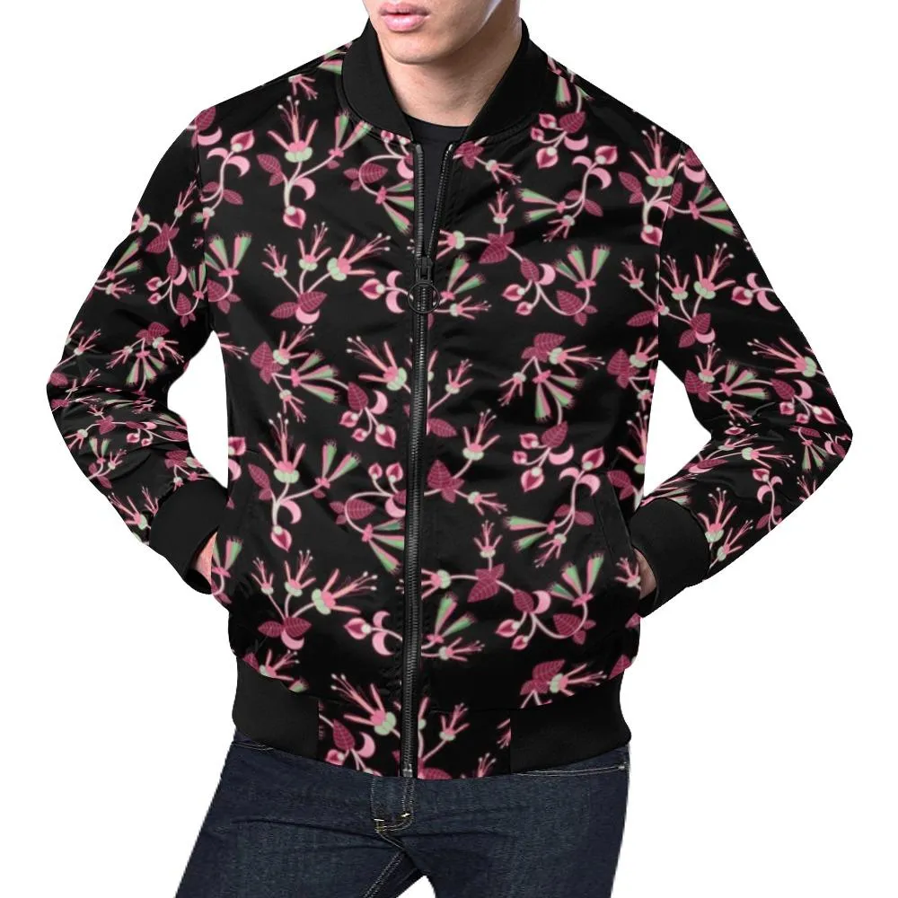 Floral Green Black Bomber Jacket for Men