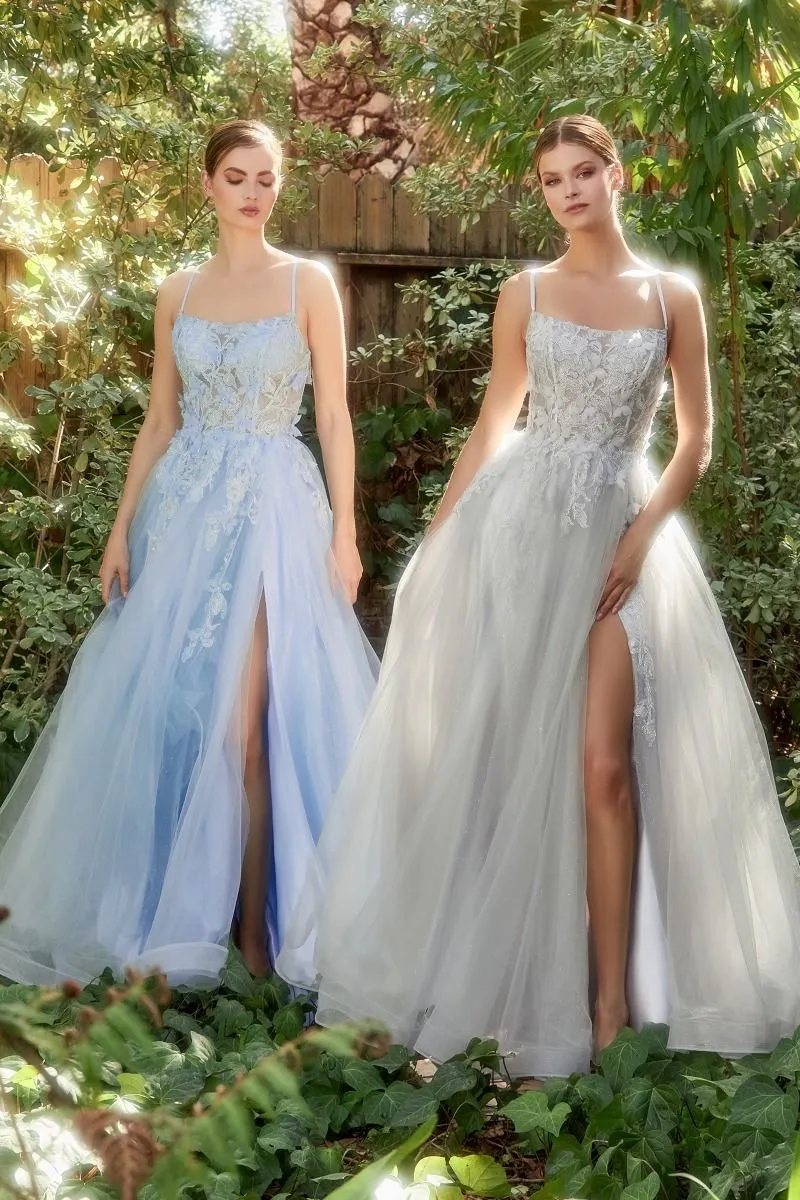 FLUTTERING BUTTERFLY APPLIQUE A-LINE GOWN CDA1141