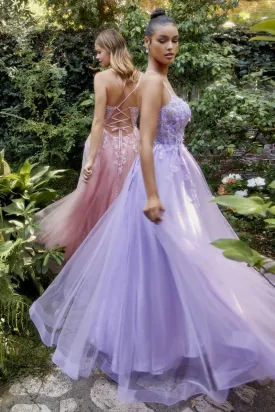 FLUTTERING BUTTERFLY APPLIQUE A-LINE GOWN CDA1141