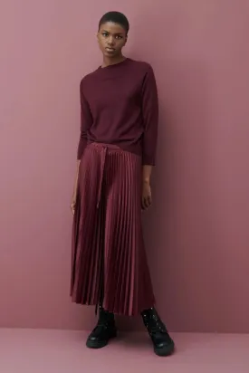 Immune Midi Pleated Skirt in Bordeaux