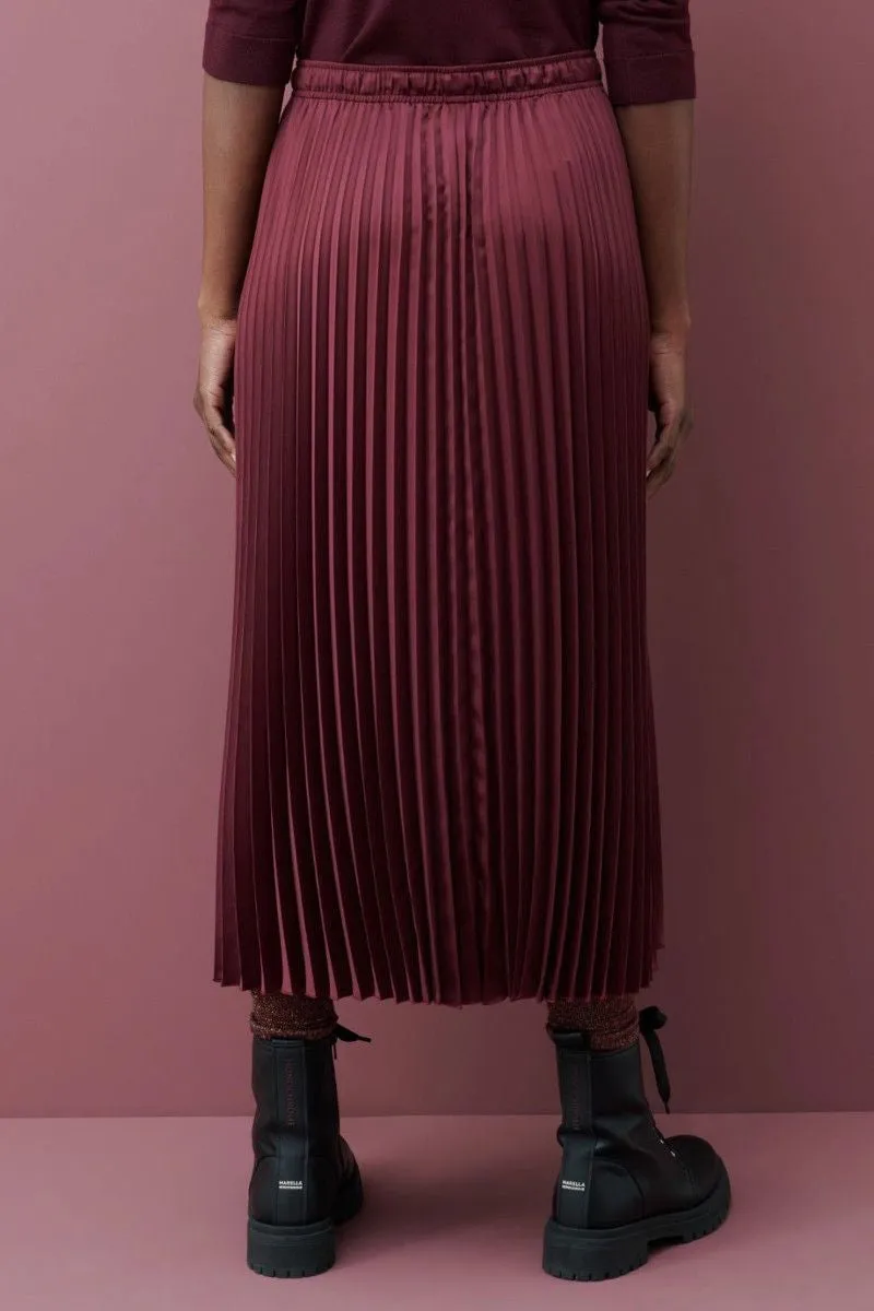 Immune Midi Pleated Skirt in Bordeaux