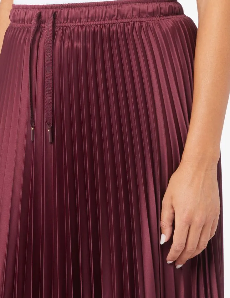 Immune Midi Pleated Skirt in Bordeaux