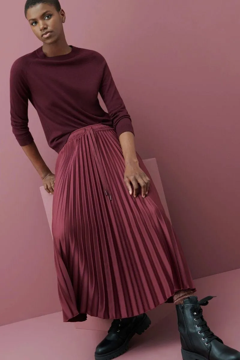 Immune Midi Pleated Skirt in Bordeaux
