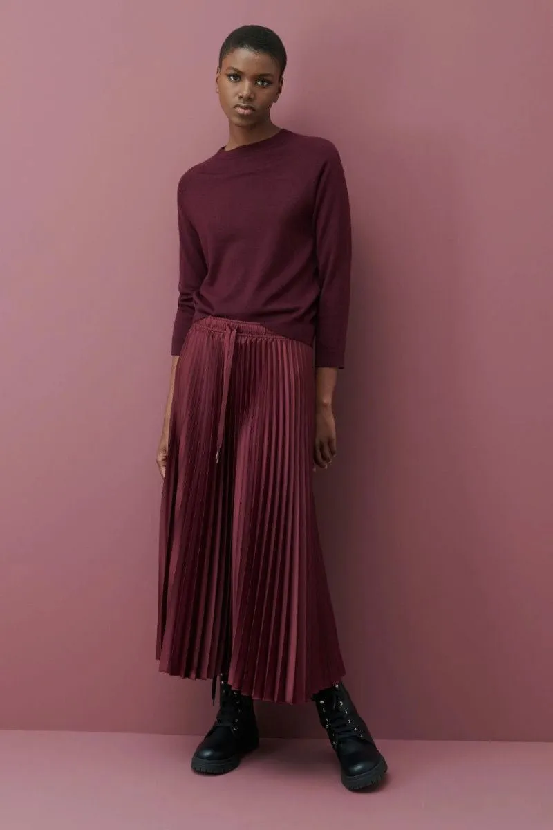 Immune Midi Pleated Skirt in Bordeaux