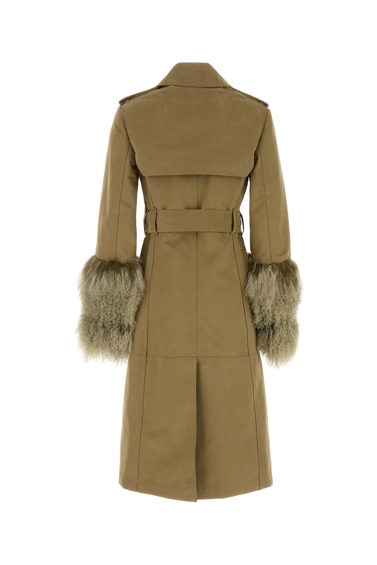 Khaki cotton blend trench coat