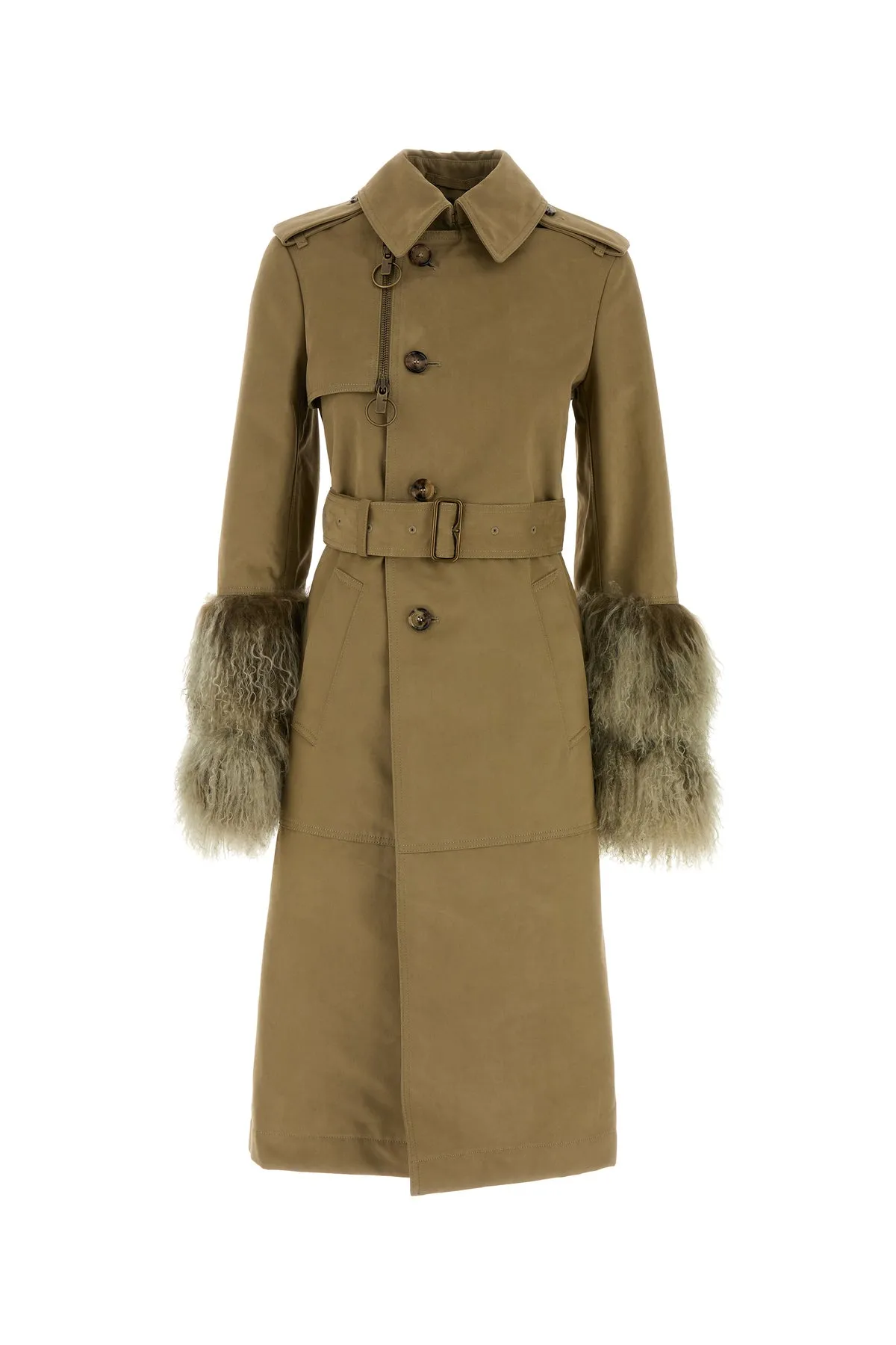 Khaki cotton blend trench coat