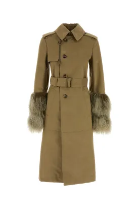 Khaki cotton blend trench coat