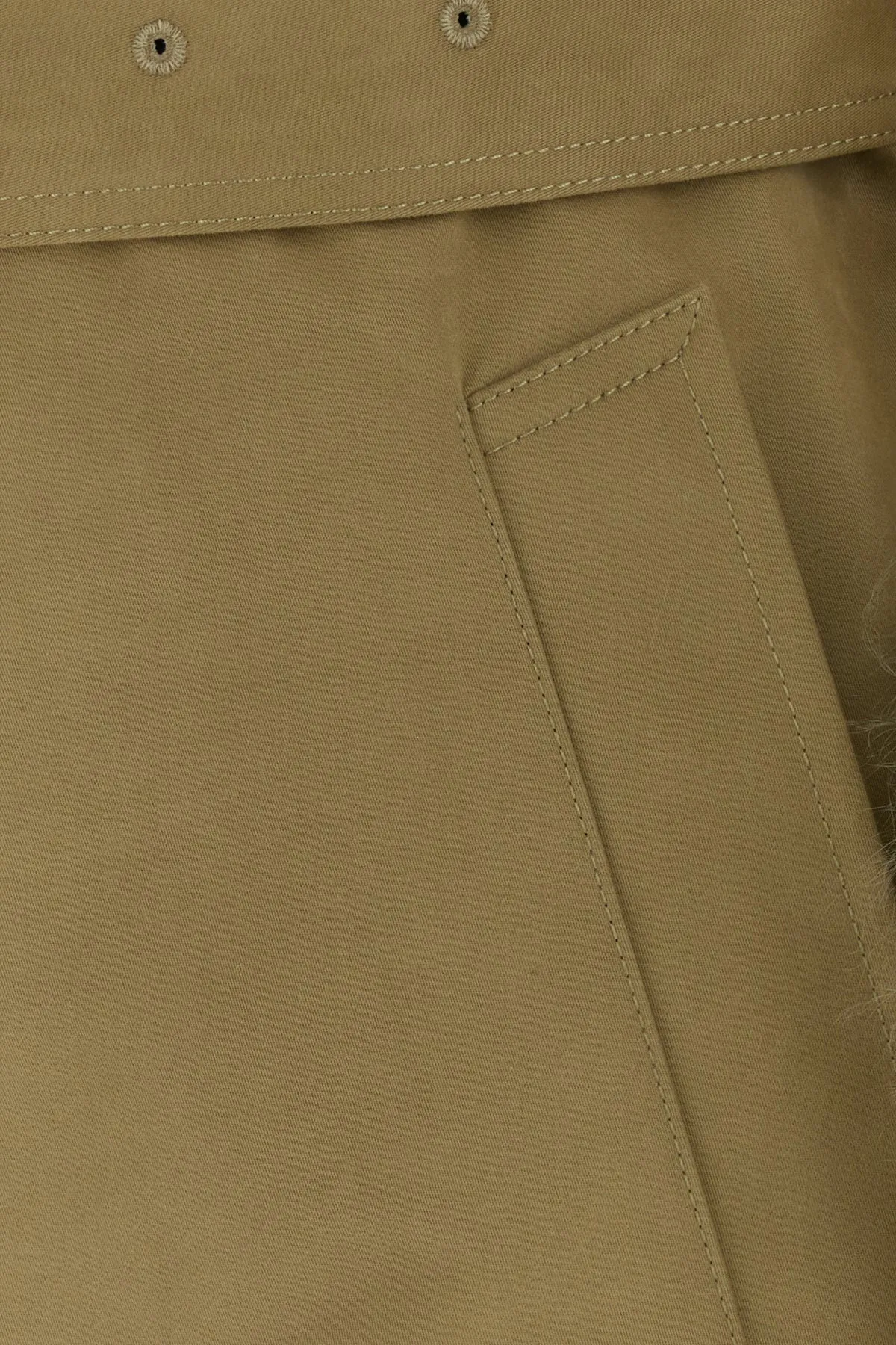 Khaki cotton blend trench coat