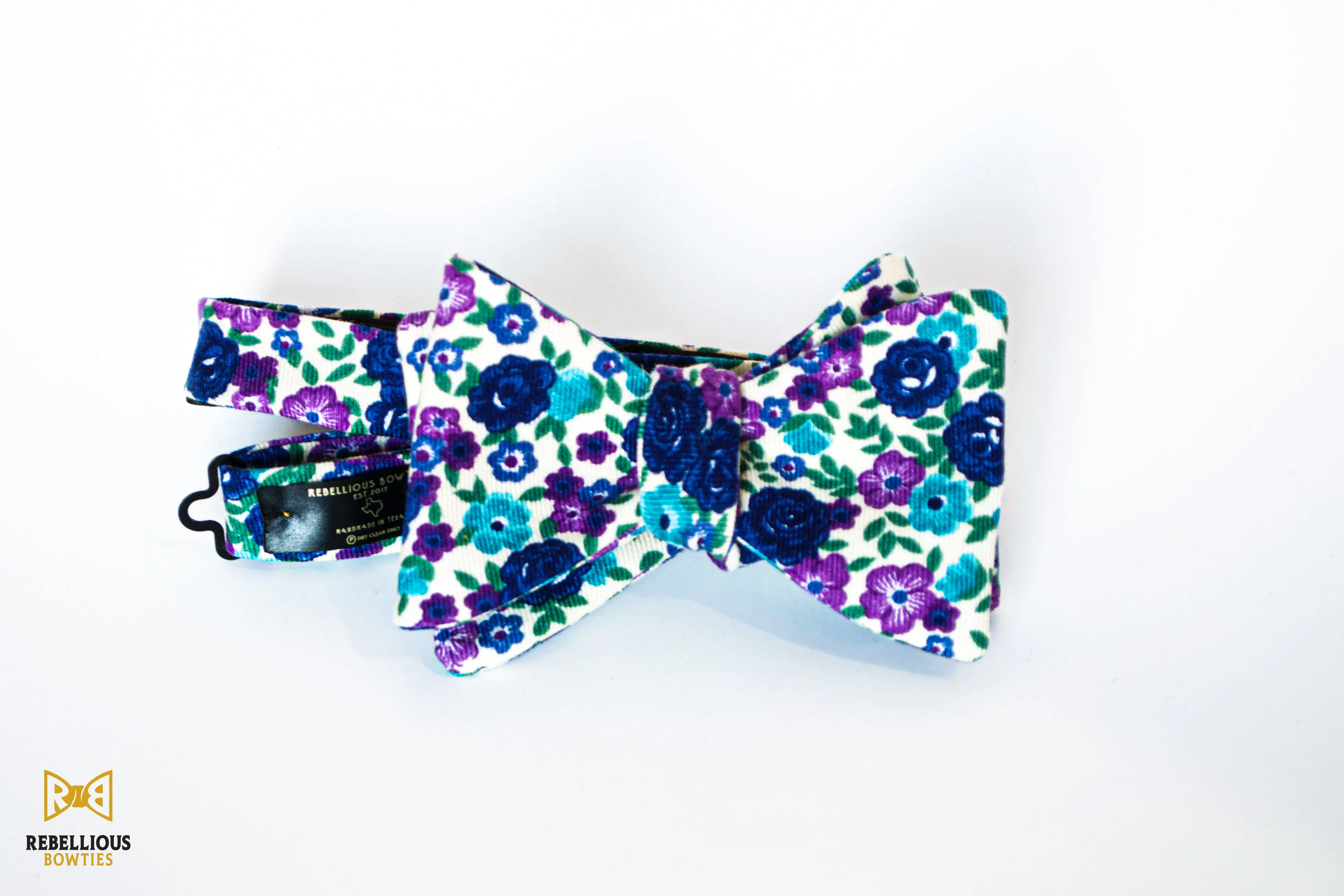 Lavender & Blue Ditsy Floral Poly Viscose Bow Tie Butterfly
