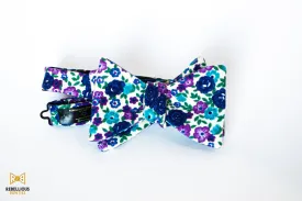 Lavender & Blue Ditsy Floral Poly Viscose Bow Tie Butterfly