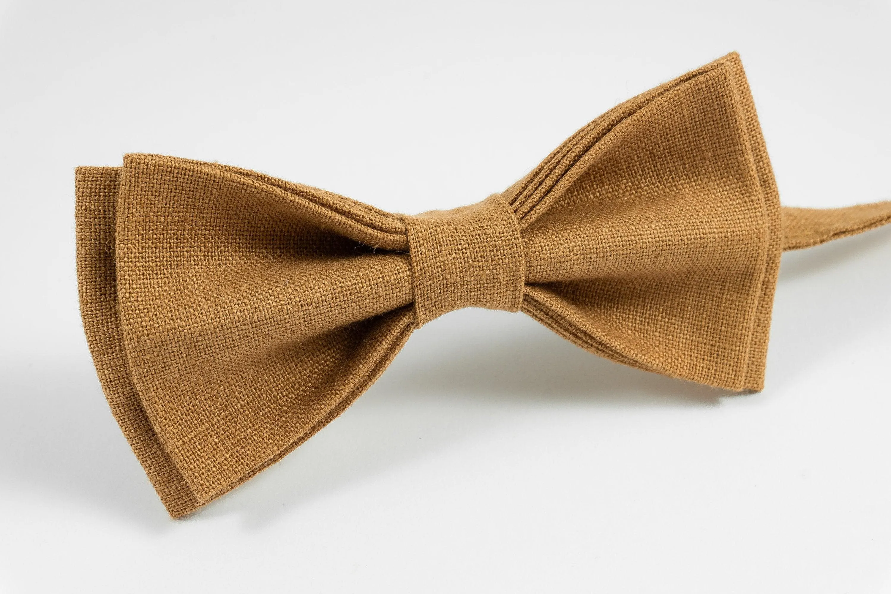 Linen bow tie in CAMEL color HandMade bow tie for kids and adults