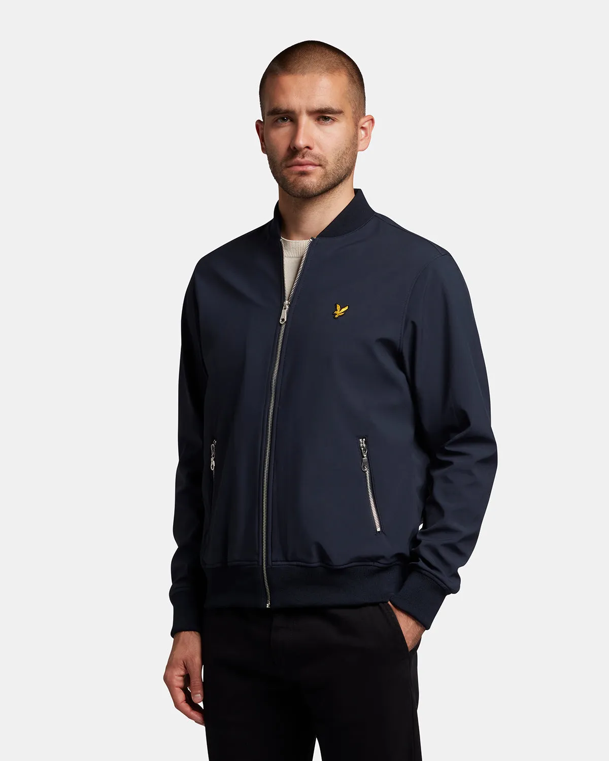 Lyle & Scott Softshell Bomber Jacket in Dark Navy