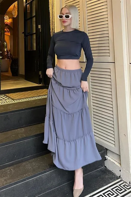 MDX Smoke Basic Pleated Women's Long Skirt - Palm Harbor