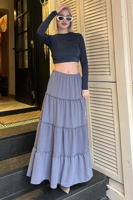MDX Smoke Basic Pleated Women's Long Skirt - Palm Harbor