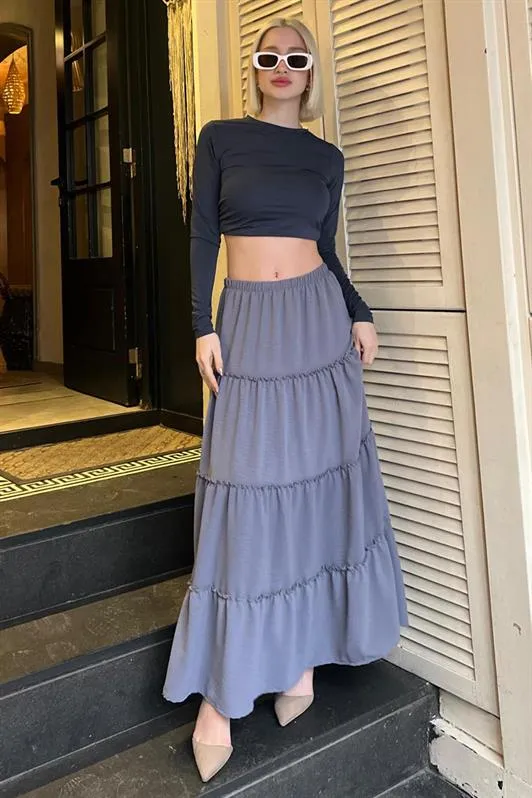 MDX Smoke Basic Pleated Women's Long Skirt - Palm Harbor
