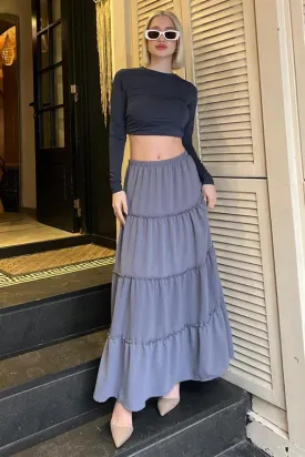 MDX Smoke Basic Pleated Women's Long Skirt - Palm Harbor