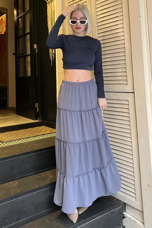 MDX Smoke Basic Pleated Women's Long Skirt - Palm Harbor