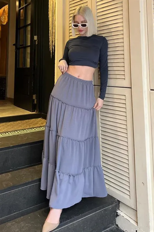 MDX Smoke Basic Pleated Women's Long Skirt - Palm Harbor