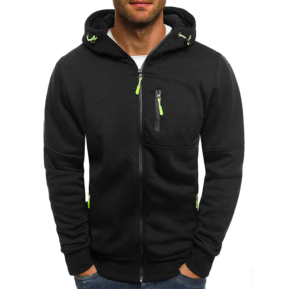 Men's Jacquard Fleece Hooded Sweatshirt Pullover Hoodie
