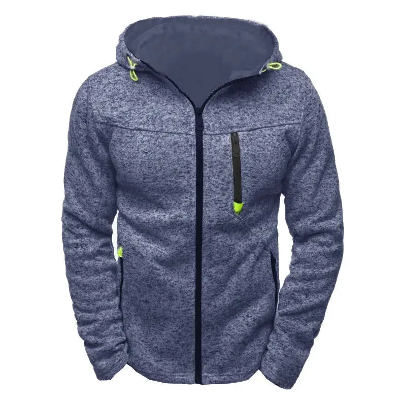 Men's Jacquard Fleece Hooded Sweatshirt Pullover Hoodie