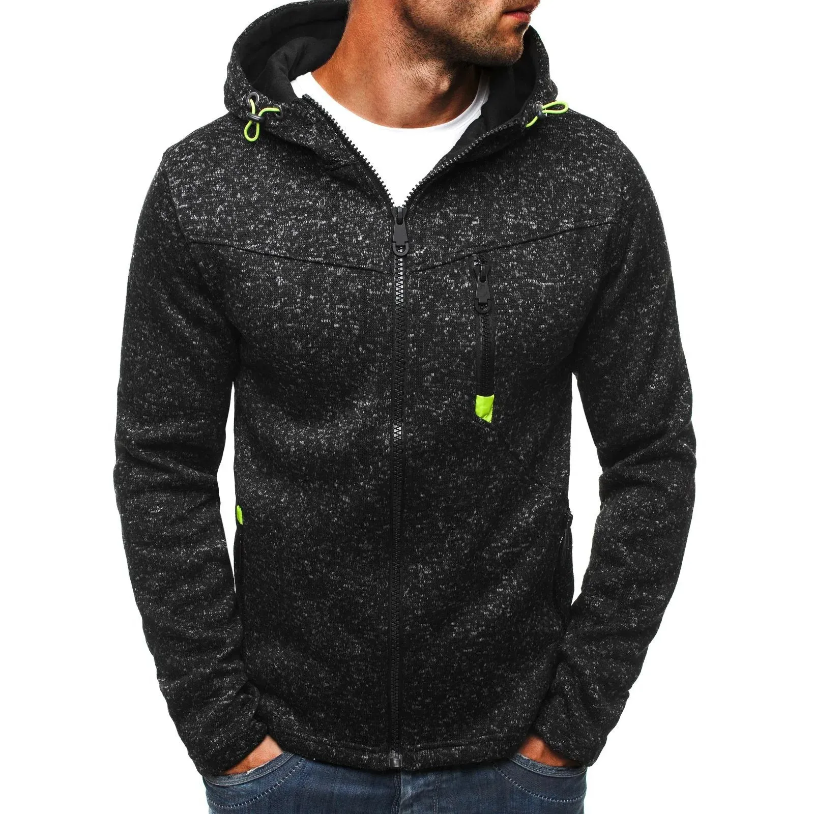 Men's Jacquard Fleece Hooded Sweatshirt Pullover Hoodie